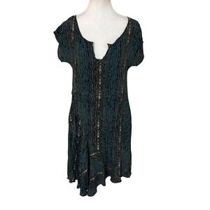 JOHNNY WAS BIYA Green Silk Swing Dress Size Small